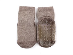 MP socks brown sienna glitter cotton with rubber outsoles